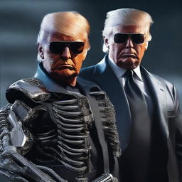 A high-quality digital art image portraying Donald Trump as The Terminator
