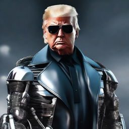 A high-quality digital art image portraying Donald Trump as The Terminator