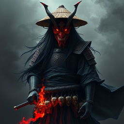 Kenji Hittori is depicted as a shadowy figure with long, flowing black hair reaching his waist, evoking a haunting remnant of his humanity