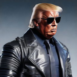 A high-quality digital art image portraying Donald Trump as The Terminator