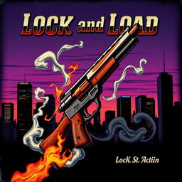 An album cover depicting a dynamic and gritty scene that embodies the title 'Lock and Load'