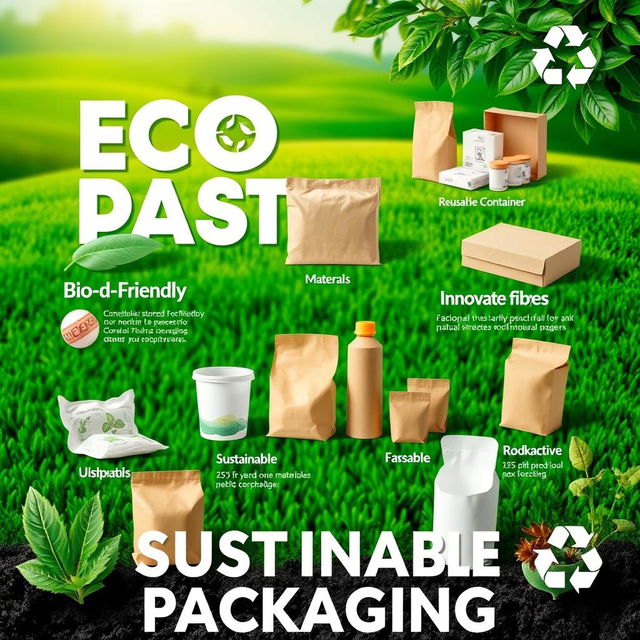 A visually striking poster showcasing innovative sustainable packaging solutions