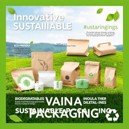 A visually striking poster showcasing innovative sustainable packaging solutions