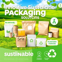 A visually striking poster showcasing innovative sustainable packaging solutions