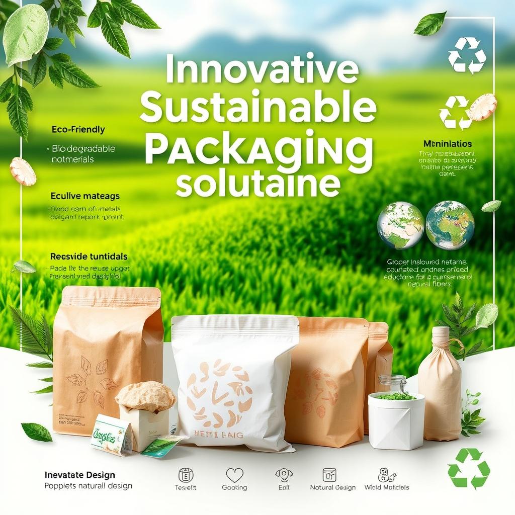 A visually striking poster showcasing innovative sustainable packaging solutions