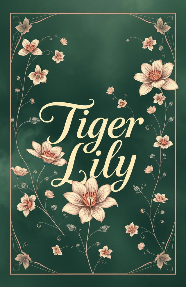 A beautifully designed typographic book cover for 'Tiger Lily', featuring elegant, flowing typography that embodies a floral and mysterious theme