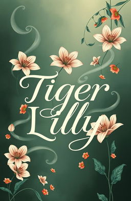 A beautifully designed typographic book cover for 'Tiger Lily', featuring elegant, flowing typography that embodies a floral and mysterious theme