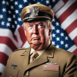 A high-quality, realistic digital art image depicting Donald Trump as a USA Army leader