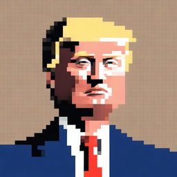 A high-quality pixel art image of Donald Trump