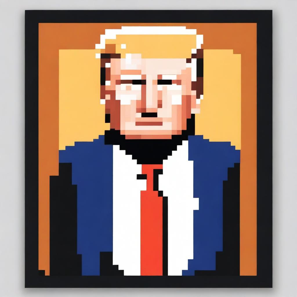 A high-quality pixel art image of Donald Trump