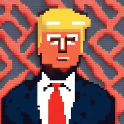 A high-quality pixel art image of Donald Trump