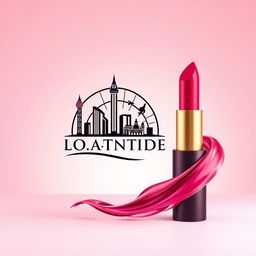 A creative and artistic representation combining a location logo with a vibrant lipstick graphic