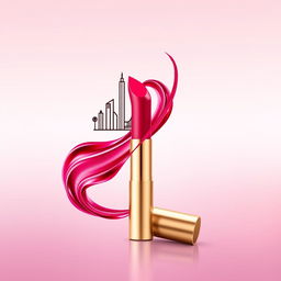 A creative and artistic representation combining a location logo with a vibrant lipstick graphic