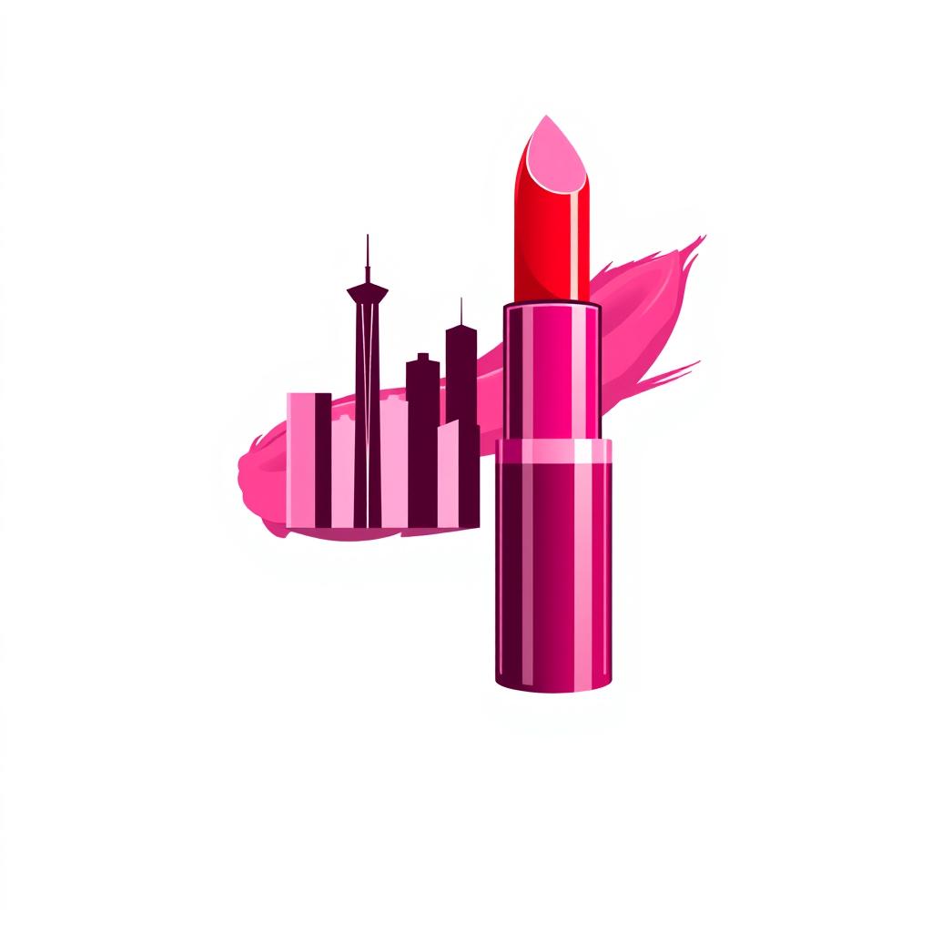 A creatively designed logo that seamlessly incorporates elements of lipstick into a recognizable location symbol