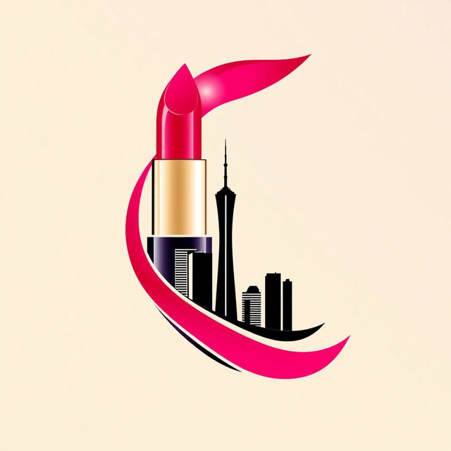 A creatively designed logo that seamlessly incorporates elements of lipstick into a recognizable location symbol