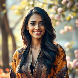 A portrait of Jinane Issa, a woman with a grace and elegance that shines through her expressive eyes