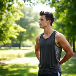 A 26-year-old healthy male, looking thoughtful and contemplative