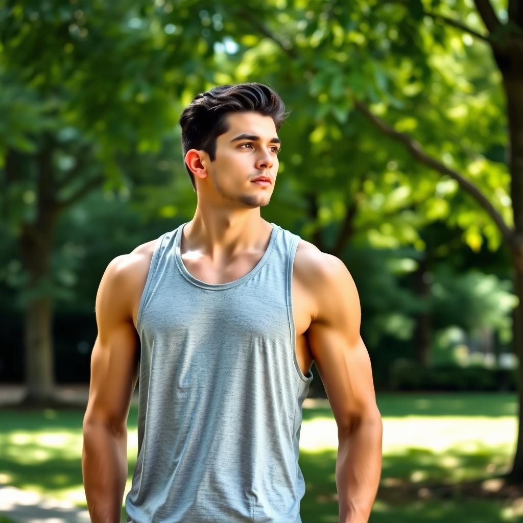 A 26-year-old healthy male, looking thoughtful and contemplative