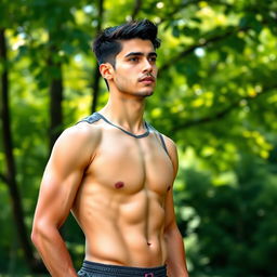 A 26-year-old healthy male, looking thoughtful and contemplative