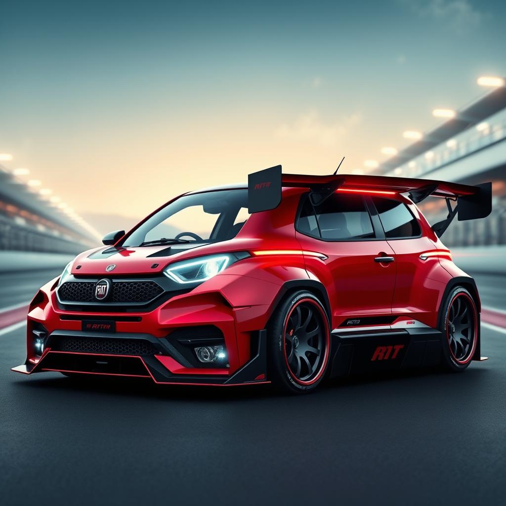 A striking vision of the next generation Fiat Ritmo turbo cars, envisioned from the future