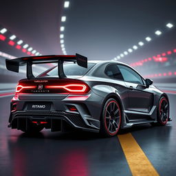 A striking vision of the next generation Fiat Ritmo turbo cars, envisioned from the future
