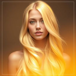 A captivating image featuring a portrait of a person with long, flowing blonde hair, illuminated by a soft, warm light
