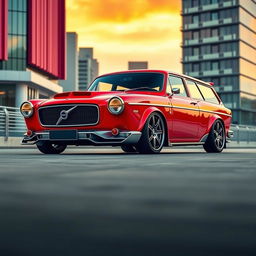 The next generation Volvo Amazon Turbo, envisioned from the future, featuring striking 20-inch TWR rims that enhance its performance and aesthetics