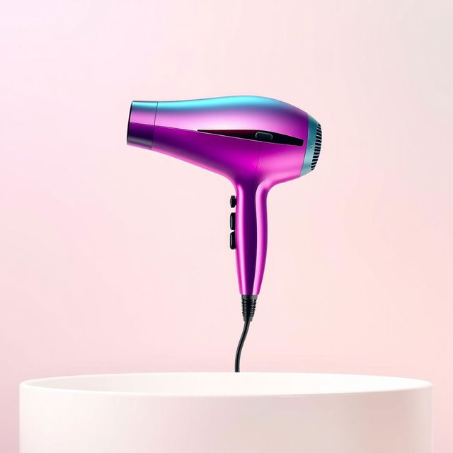 An artistic representation of a phone symbol elegantly merging with a hair dryer