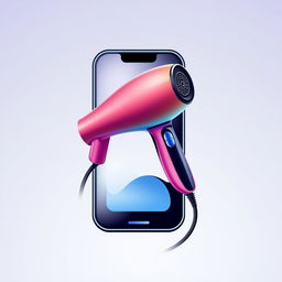 An artistic representation of a phone symbol elegantly merging with a hair dryer