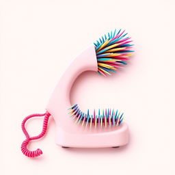 A creative blend of a phone symbol and a hair brush, with the phone symbol incorporating bristle-like shapes instead of the typical phone receiver shape