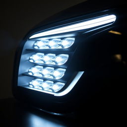 A close-up shot of Al Ajwady headlights, showcasing their sleek and modern design