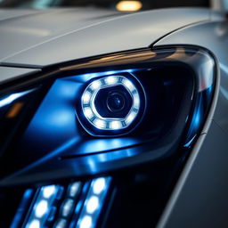 A close-up shot of Al Ajwady headlights, showcasing their sleek and modern design