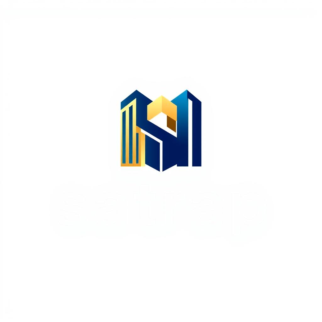 A modern architectural logo design for a company named 'Satrap', featuring a sleek and innovative aesthetic