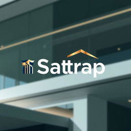 A modern architectural logo design for a company named 'Satrap', featuring a sleek and innovative aesthetic