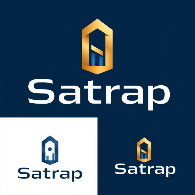 A modern architectural logo design for a company named 'Satrap', featuring a sleek and innovative aesthetic