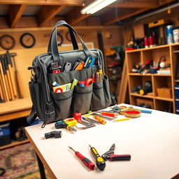 A versatile tool bag that magically transforms into a fully functional work table