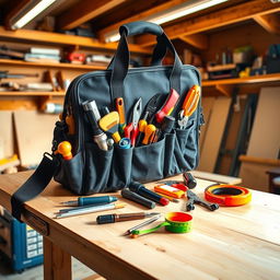 A versatile tool bag that magically transforms into a fully functional work table