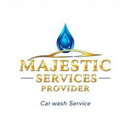 A professional and timeless logo design for "MAJESTIC SERVICES PROVIDER" with the tagline "Carwash Service"