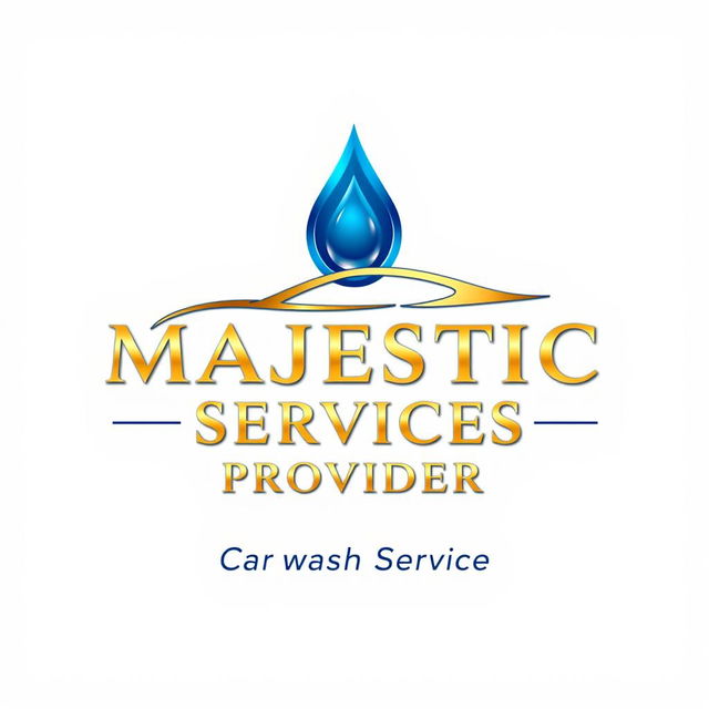 A professional and timeless logo design for "MAJESTIC SERVICES PROVIDER" with the tagline "Carwash Service"