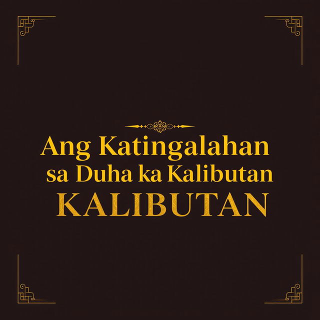 Text-only poster featuring the phrase "Ang Katingalahan sa Duha ka Kalibutan" in bright gold font