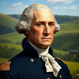 A highly detailed, lifelike portrait of George Washington, depicted in 8k resolution