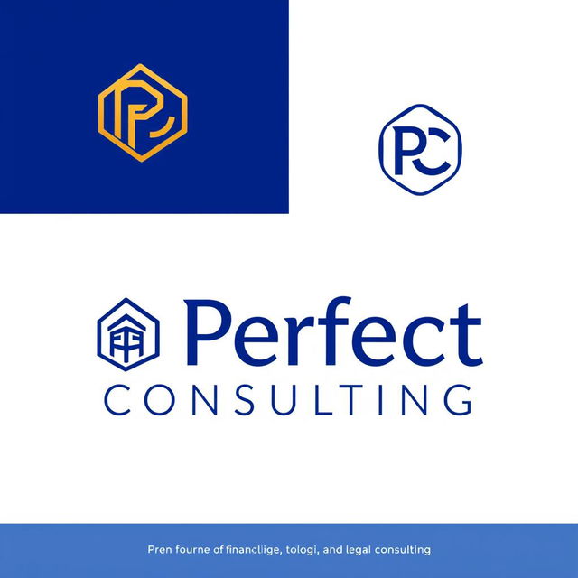 A sophisticated and modern logo design for 'Perfect Consulting', a company specializing in financial, technological, and legal consulting