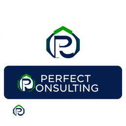 A sleek and modern logo design for 'Perfect Consulting' that specializes in financial, technological, and legal consulting