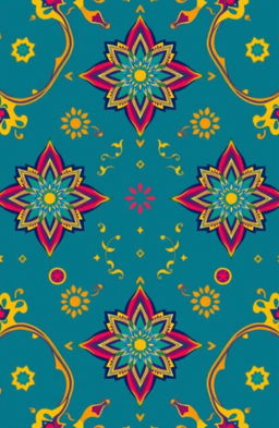 Intricate Islamic geometric patterns featuring vibrant colors and detailed designs