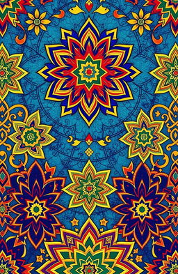 Intricate Islamic geometric patterns featuring vibrant colors and detailed designs