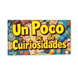 A captivating horizontal book cover design featuring the title 'Un Poco de Curiosidades' in bold, playful typography