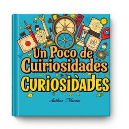 A captivating horizontal book cover design featuring the title 'Un Poco de Curiosidades' in bold, playful typography