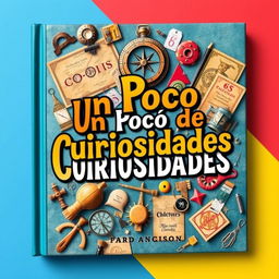 A captivating horizontal book cover design featuring the title 'Un Poco de Curiosidades' in bold, playful typography