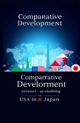 A visually striking cover page for a project titled "Comparative Development between Economics: India, USA, and Japan"