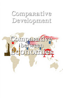 A visually striking cover page for a project titled "Comparative Development between Economics: India, USA, and Japan"